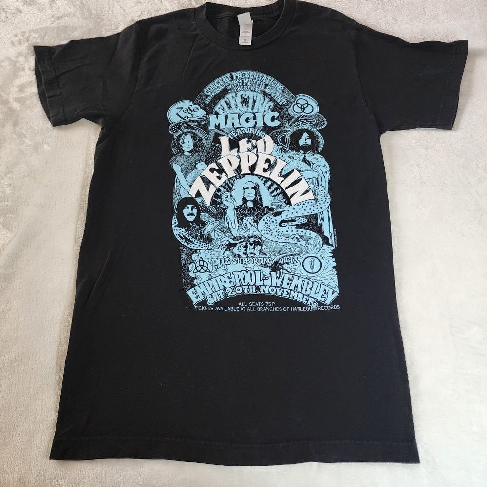 Tultex Led Zeppelin Black With Blue Graphics Tshirt Size Small